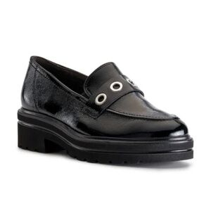 New Paul Green Billie Loafer Black Crinkled Patent Sz 4.5 / 7
